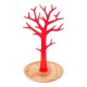 Joyero de sobremesa árbol metálico rojo con base madera