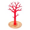 Joyero de sobremesa árbol metálico rojo con base madera