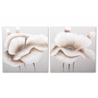 Lienzo cuadro flor blanca y marrón 2 modelos 100x100h cm