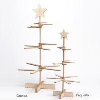 Árbol Navidad madera ramas planas y estrella pequeño Ø30x60h cm