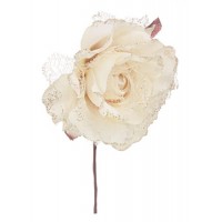 Flor rosa con encaje color crema 11x20h cm