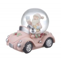 Bola de nieve motivo Navidad coche rosa o azul con Papa Noel o Muñeco de Nieve