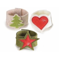 Porta servilletas navideño fieltro beige con árbol, blanco con corazón o verde con estrella