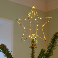 Terminación tope de árbol de Navidad Estrella 30 luces led dorada 25x20x35h cm