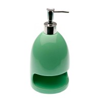 Dosificador jabón cocina + estropajero porcelana verde agua 420 ml