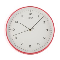 Reloj de pared marco rojo esfera blanca y numeros en negro 31,5 cm