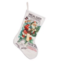 Calcetín navideño tejido estampado Papa Noel 19x50h cm