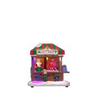 Adorno de Navidad carrillón tienda regalos polirresina con leds y música Gift Shop 14x10x15h cm