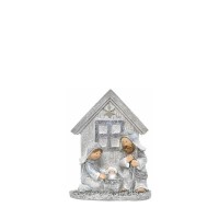 Belén navideño Misterio cerámica plateado Casa con Estrella 10x6x13h cm