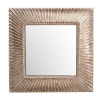 Espejo marco cuadrado dorado grueso con onda 98x4x98 cm