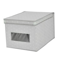 Caja de almacenamiento con tapa abatible y asa gris estampado estrellas 40x30x25 cm