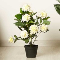 Planta artificial en maceta Marigold Caléndula blanca 60cm