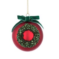 Bola árbol de Navidad cristal rojo estampado corona Navidad 8 cm