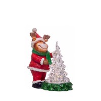 Figura Reno Navidad con árbol con luz 8,7x8,5x11h cm