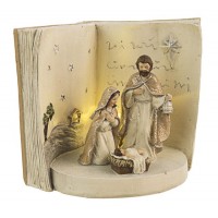 Figura Biblia con Belén navideño dorado 13x9x11h cm