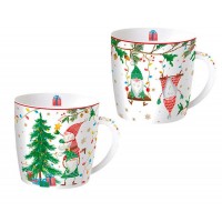 Set 2 mug Gnomos Navidad READY FOR CHRISTMAS Easy Life porcelana 2x350 ml