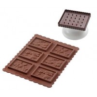 Molde silicona galletas chocolate + cortador rectangular Cookie Country Silikomart