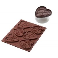 Molde silicona galletas chocolate + cortador rectangular Cookie Love Silikomart