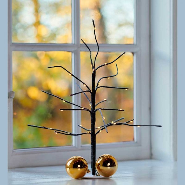 Arbol de Navidad ramas marrones nevadas Kira Tree Sirius con 28 luces leds altura 35h cm