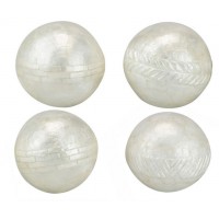 Bola decorativa capiz nacar blanco detalle central 4 modelos 10 cm 