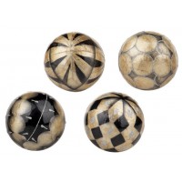 Bola decorativa capiz nacar negro y beige detalle central 4 modelos 10 cm