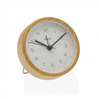Reloj despertador redondo marco efecto madera 10,5 cm